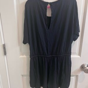 Nordstrom Black Short Sleeve Elastic-Waist Tunic Romper